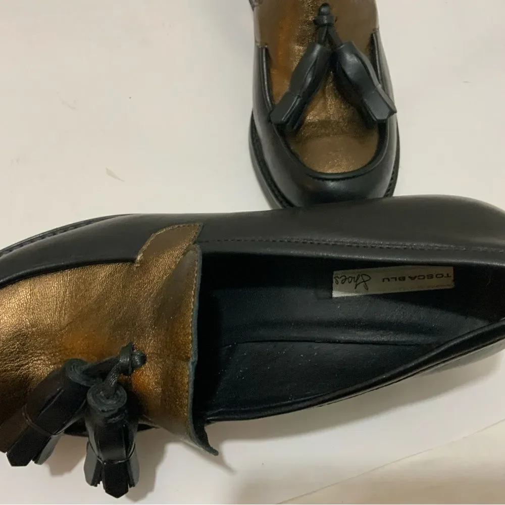 Tosca Blu tassel  Shoe bronze black leather Size 41 EUR / 9 US